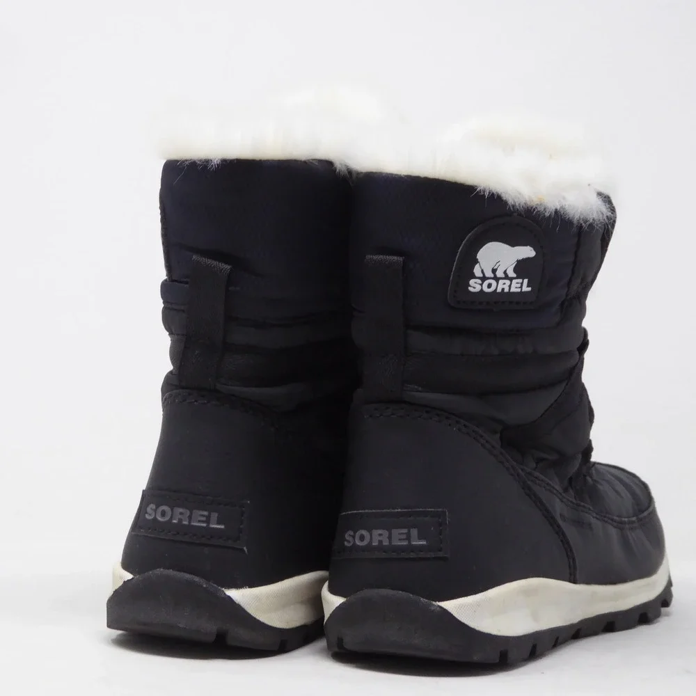 Sorel Womens Whitney Short Lace Snow Boots Black Faux Fur Trim NL2776-010 Size 7